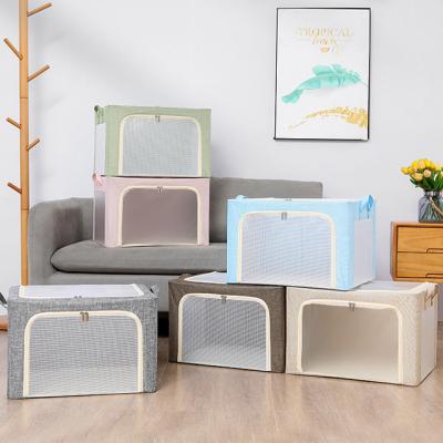 China 22 66 Large View Window 100L Cotton Clothes Transparent Foldable Storage Box for sale