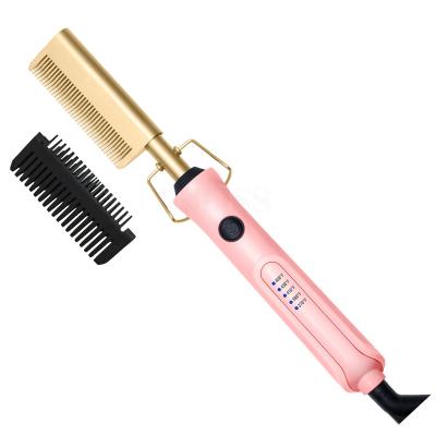 China Adjustable Heat Settings Hair Straightening Brush Straightener Flat Iron Smoothing Hot Hair Comb for sale