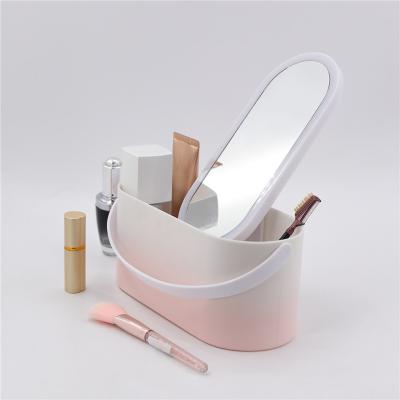 China New Design Fashion Large Capacity Exquisite Luxurious Storage Box Desktop Cosmetic Organizer With Mirror for sale