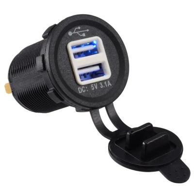 China Waterproof Lithium Battery Box Support Dual USB Car Charger 3.1A 12V Charger Power Adapter for sale