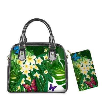 China High Quality Vintage Plumeria Flower Print Hawaiian Luxury Fashion Women's Unique Trending Unique Shoulder Handbags for sale