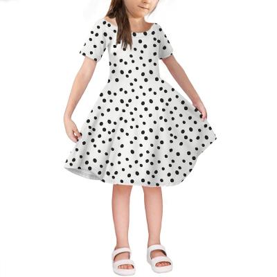 China Washable Girls Spring Clothing 2021 Summer Kids Dresses Kids Polka Dot Print Black And White Dress Children Spring Dot Dresses Cute Girls Clothing for sale