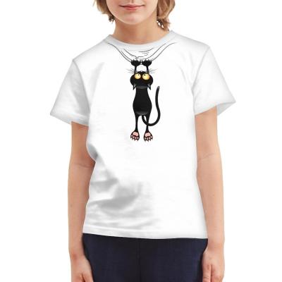 China Plus Size Cat Printing New Design School Girls Tops And Cute Graphic Tees 14 Years Old White O Neck Short Sleeve Kids T Shirt for sale