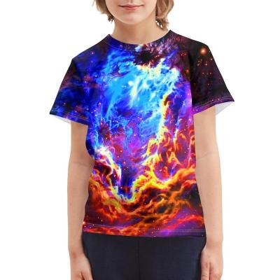 China Wholesale Cheap Plus Size Boys Red Galaxy 3D T Shirts Prints Short Sleeve Tops For 3-16 Years Polyester T-shirt Kids for sale