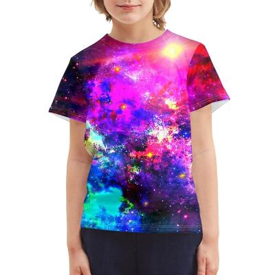 China Galaxy 3D Print Plus Size Customized Graphic T-shirt Shortsleeve Sporty Youth For 3-16 Years Kids Boys T-shirt Clothing for sale