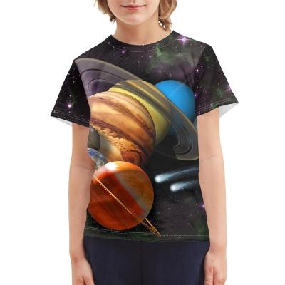 China Plus Size Kids Funny Boys Girls Galaxy In Space T-shirt Creative Graphic Tops Teenagers Short Sleeve Tees 3-16 Years for sale