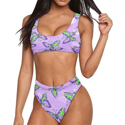 China Hot Selling Plus Size Plus Size Butterfly Print Swimsuit Swimwear Wholesale Beach Wear Set Bikinis&Beachwear Custom LOGO MOQ1 Polyester for sale