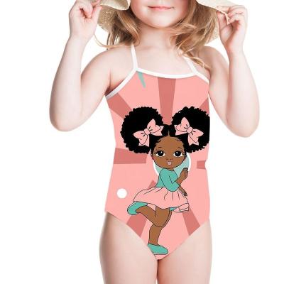 China Custom Made Princess Puff Hair African Princess Puff Hair African Girl's One Piece Swimsuit Bikinis Children Swimsuit Swimwear Kids Bathing Suit Breathable for sale