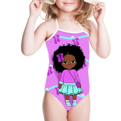 China Breathable Baby With Breathable Black African Ponytails Swimwear Kids Girls Halter One Piece Custom American Cute Swimwear for sale