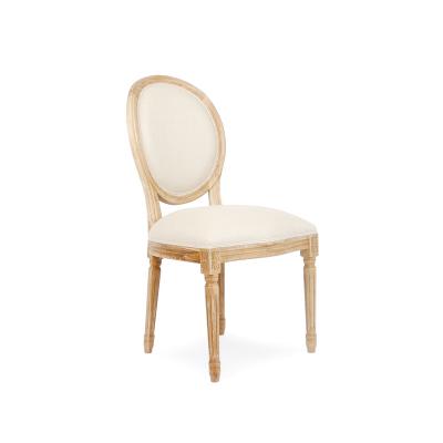 China Modern Modern Wood Upholstered Dining Chair With Rounded Back Ivory Seat for sale