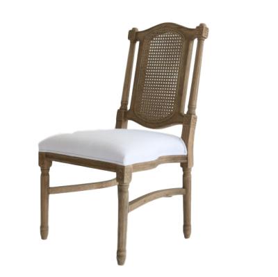 China Traditional French Country Style Antique Oak Wood Dining Chair For Rental Or Event Party for sale