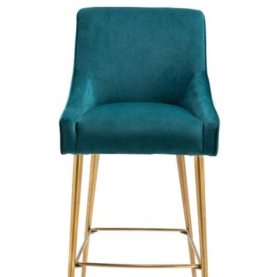 China Counter Bar Stools Contemporary Design Bar Stools Gold Top Leg Frame Contemporary Velvet Fabric Event Furniture for sale