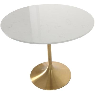 China Modern Fast Delivery Fashion Round Marble Dining Table With Stainless Steel Leg for sale