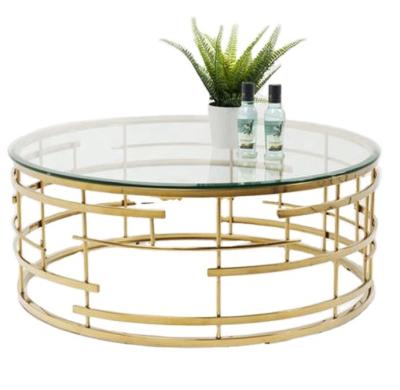 China Modern Popular Stainless Steel Round Furniture Living Room Coffee Table Side Glass Table for sale