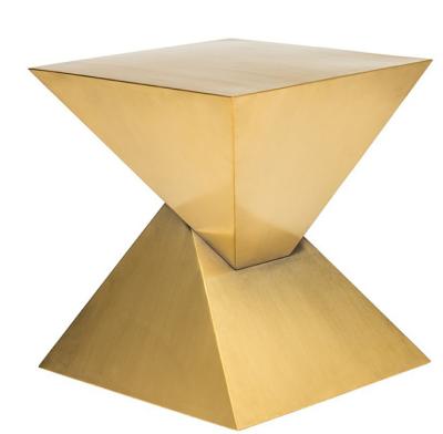 China Modern Geometric Triangle Design Coffee Table Side Table With Glass Table Top Stainless Steel Frame for sale