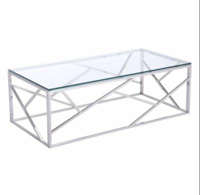 China Modern Nordic Style Living Room Coffee Table Top Stainless Steel Frame Luxury Glass Coffee Table for sale