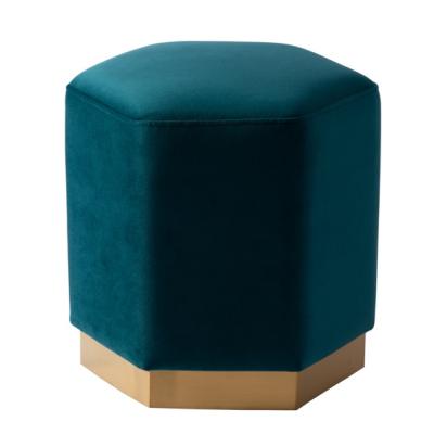 China Other Modern Living Room Furniture Velvet Ottoman Stool Stainless Steel Chair for sale