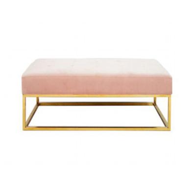 China Contemporary Pink Velvet Foot Stool Rectangle Stool With Stainless Steel Frame for sale