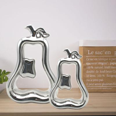 China New arrival eclectic home living room high-grade ceramic pear decoration BSCI silver home for sale