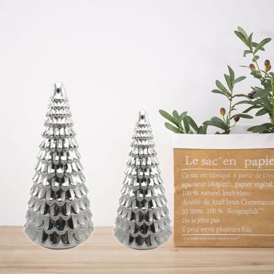 China Good Wholesale Ceramic Christmas Tree Plating Silver Christmas Tree For Home Decoration for sale