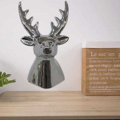 China European Style Deer Main Home Decoration Ceramic Wall Art Ceramic Silver Plated Artifacts for sale