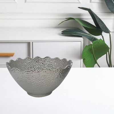 China Hotel Sustainable Home Ceramic Food Fruit Bowls Silver Plated Decorative Bowl for sale