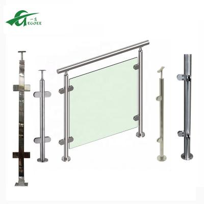 China Modern stainless steel balcony railings 304 316 stainless steel stair railing crystal pillars leaning post balcony railing for sale