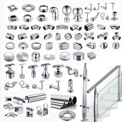 China Modern Design Glass Balustrade Stairs Stainless Steel Handrail Pipe Stainless Steel Fence Accessories for sale