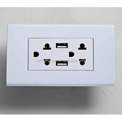 China Residential / General Purpose Best Selling US Standard Dual Universal Wall Outlet With USB Charger for sale