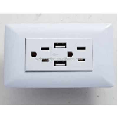 China Residential / General Purpose US Type Duplex Receptacle Electrical Outlet Wall Outlet With 2 USB Port for sale