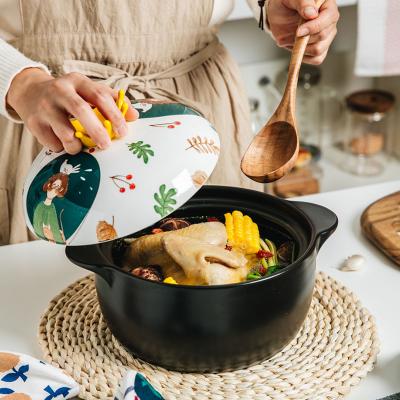 China SUSTAINABLE Nordic Cassers Dish Food Warmer Ceramic Large Soup Bowl With Handle Cooking Stock Pots Set Kitchen Cookware for sale