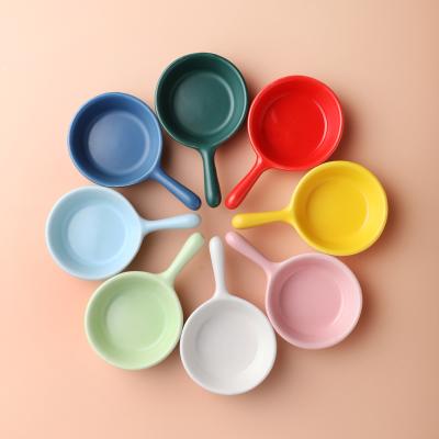 China 2021 Viable Colorjapanese Mini Soy Sauce Seasoning Dipping Sauce Cheap Ceramic Cute Dipping Bowl Sugar Flavoring Small Dish With Handle for sale