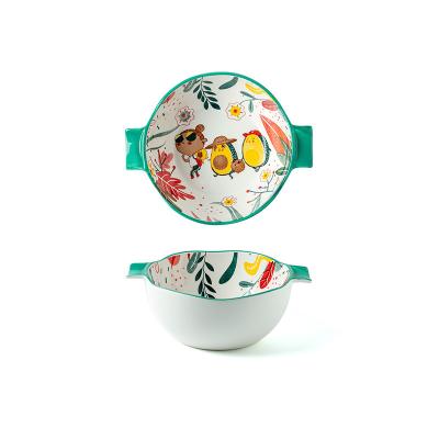 China Viable Nordic Ceramic Japanese Cartoon Udon Noodle Ramen Ramen Colorful Cereal Bowls Serving Porcelain Korean Cute Kids Rice Bowls for sale