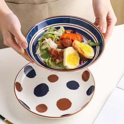 China Viable Nordic restaurant dishes ceramic tableware round dish cheap bulk Japanese dining dishes pasta dishes porcelain for sale