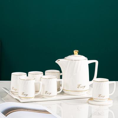 China European Modern Elegant White Luxury Tea Sets Large Ceramic Tea Cup Tea Cup Sets For Coffee Teapots And Tea Cups With Tray for sale