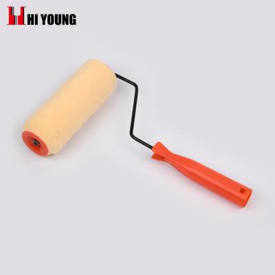 China Eco-friendly Screw Quick Release Fixed Black Plated Frame With Orange Plastic Handle Polyester Paint Roller Brush for sale