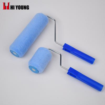 China American Style Galvanized Paint Roller 4 Wires Eco-friendly Cage Frame With Blue Polyester Paint Roller Brush for sale