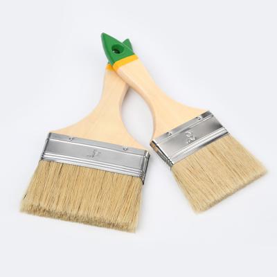 China New Standard Design Natural Paint Bristle Mixed Flat PET Filament Brush With Wooden Handle Paint Brush for sale