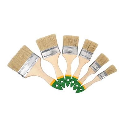 China New Standard Design Natural Paint Bristle Mixed Flat PET Filament Brush With Wooden Handle Paint Brush for sale