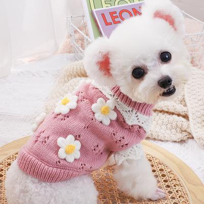 China New Autumn and Winter Clothes Viable Sweater Pet Clothes Pet Flower Cat Small Dog Clothes Sweater for sale