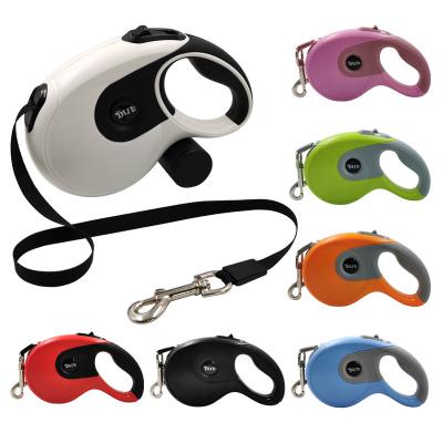 China Personalized Retractable Dog Leash With Poop Bag Dispenser Pet Leash Rope Telescopic Dog Rope for sale