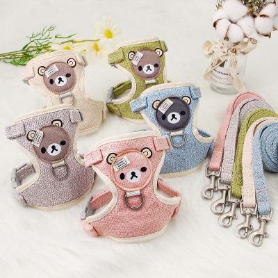 China Personalized Pet Vest Traction Rope Color Cartoon Bear Trunk Strap Dog Cat Accessories Net Back Leashes for sale