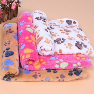 China Wholesale Soft Winter Amazon Lovely Fleece Blanket Pet Dog Mat Footprint Dog Blanket Breathable Coral Pet Blanket for sale