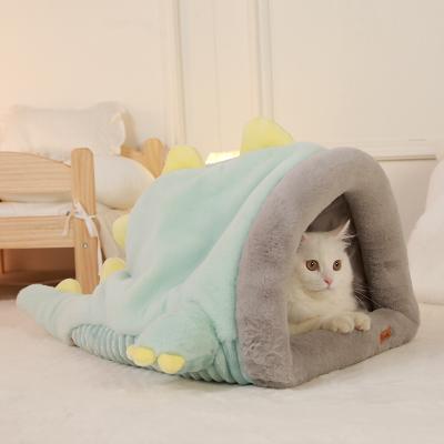 China Winter Viable Warmth Partially Enclosed Cat Bed Dinosaur Cat Bed Thickening Pet Supplies for sale