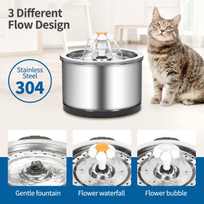 China Cat Dog Water Fountain Automatic Pet Water Dispenser 304 Stainless Steel New Design Automatic Fountain Led Cycle Light Water Fountain for sale