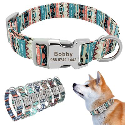 China Viable Dog Collar And Leash Personalized Name Anti-lost Custom Phone Pet Collars Lead Leash Engraved ID Tag Dog Collar for sale