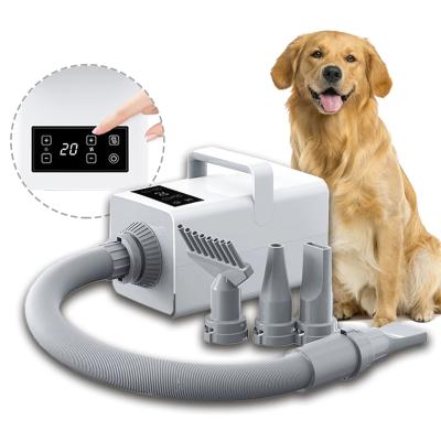 China Viable Pet Dryer LED Display Negative Ion Blower Hot Wind Heater Dog Grooming Fan Dog Brush Blow Adjustable Fast Dryer for sale