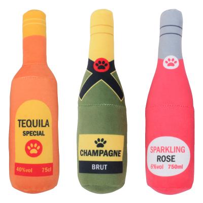 China Sustainable Toys For Pets Dog Plush Toys Champagne Tequila Bottle Shape Bite-Resistant Clean Teeth Chew Supplies Toys For Pets for sale