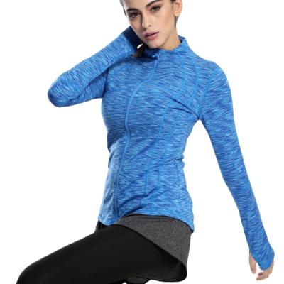 China Breathable Women Sports Wear Yoga Gym Hoodies Running Jacket Zipper Pockets Custom Sports Jackets for sale