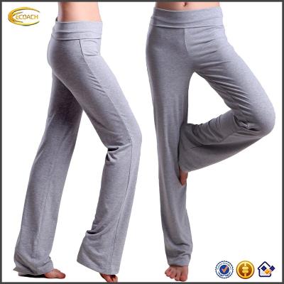 China Ecoach OEM Antibacterial Wholesale Women Comfortable Fold Over Waist Yoga Lounge Pants Flare Leg Workout Gaiters For Woman for sale